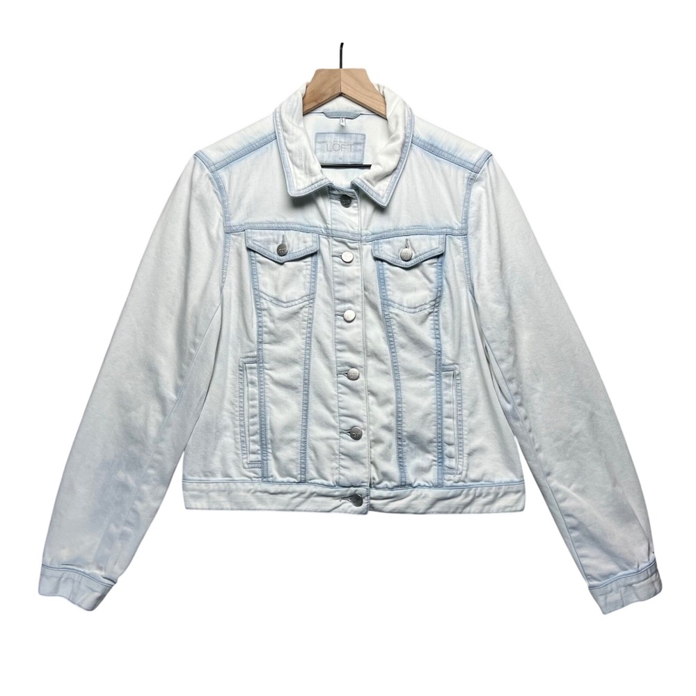 LOFT Denim Jacket Y2K Trucker Light‎ Wash Women's Medium 90's Chic